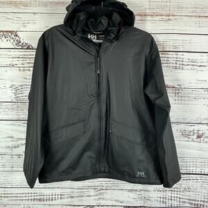 Boys Helly Hanson Black Removeable Hood Full Zip Raincoat Jacket Youth 14 164/14